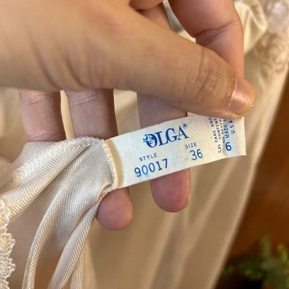 Vintage OLGA Lace Trim Slip Chemise Babydoll Nightgown Lingerie Womens M - Picture 9 of 11